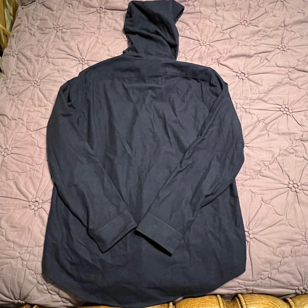 NWT Polo Ralph Lauren Hooded Button Down Shirt Navy Blue Cotton Men's Medium